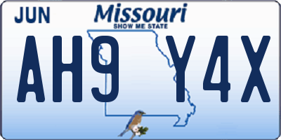 MO license plate AH9Y4X