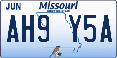 MO license plate AH9Y5A