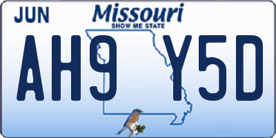 MO license plate AH9Y5D