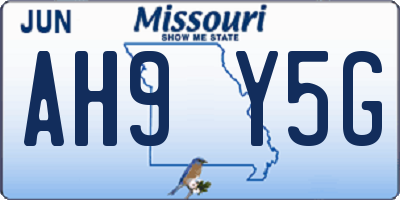 MO license plate AH9Y5G