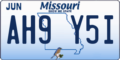MO license plate AH9Y5I