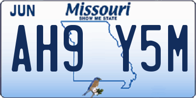 MO license plate AH9Y5M