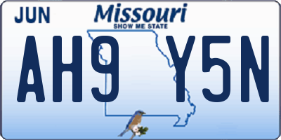 MO license plate AH9Y5N