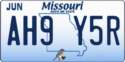MO license plate AH9Y5R