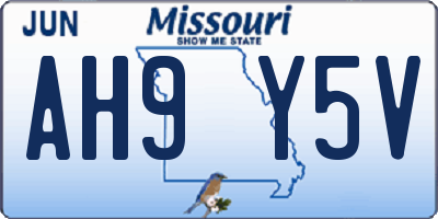 MO license plate AH9Y5V