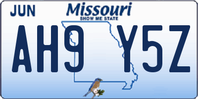 MO license plate AH9Y5Z
