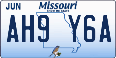 MO license plate AH9Y6A