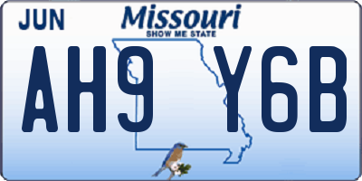 MO license plate AH9Y6B