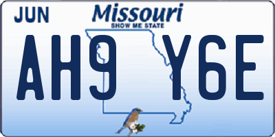 MO license plate AH9Y6E