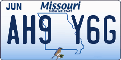 MO license plate AH9Y6G
