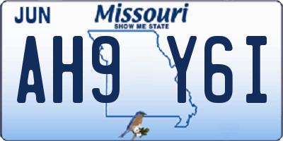 MO license plate AH9Y6I
