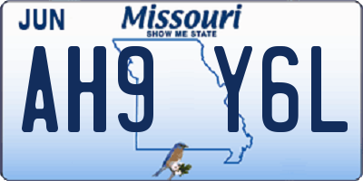 MO license plate AH9Y6L