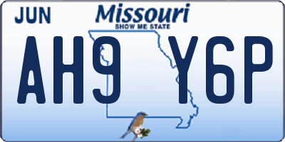MO license plate AH9Y6P