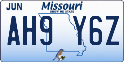 MO license plate AH9Y6Z
