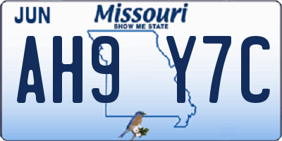 MO license plate AH9Y7C