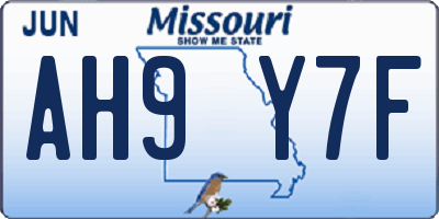MO license plate AH9Y7F