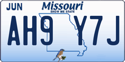 MO license plate AH9Y7J