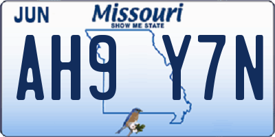MO license plate AH9Y7N