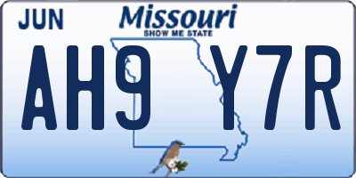 MO license plate AH9Y7R