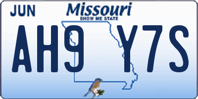 MO license plate AH9Y7S