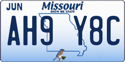 MO license plate AH9Y8C
