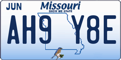 MO license plate AH9Y8E