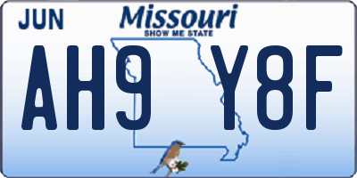 MO license plate AH9Y8F