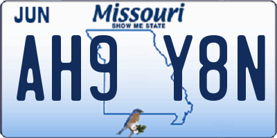 MO license plate AH9Y8N