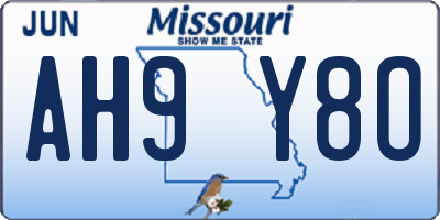 MO license plate AH9Y8O