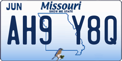 MO license plate AH9Y8Q