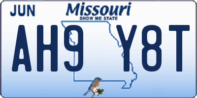 MO license plate AH9Y8T