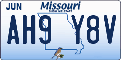 MO license plate AH9Y8V