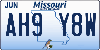 MO license plate AH9Y8W
