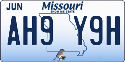 MO license plate AH9Y9H