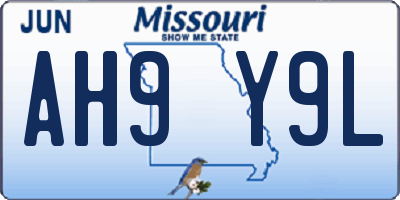 MO license plate AH9Y9L