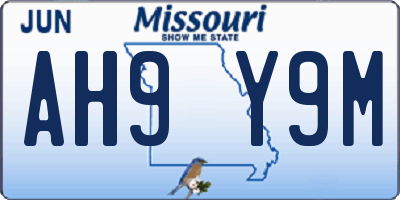 MO license plate AH9Y9M