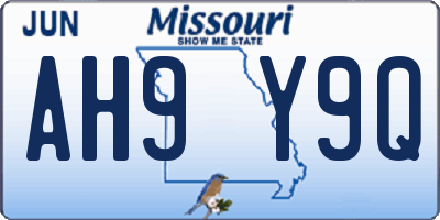 MO license plate AH9Y9Q