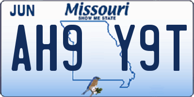 MO license plate AH9Y9T