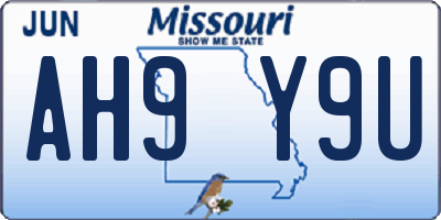 MO license plate AH9Y9U