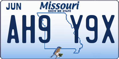 MO license plate AH9Y9X