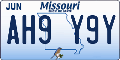 MO license plate AH9Y9Y