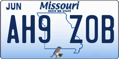 MO license plate AH9Z0B