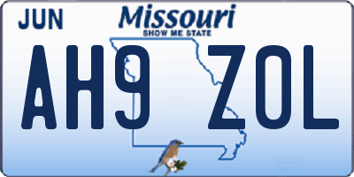 MO license plate AH9Z0L
