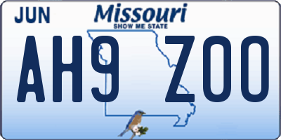 MO license plate AH9Z0O