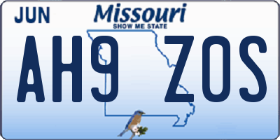MO license plate AH9Z0S