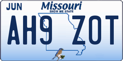 MO license plate AH9Z0T