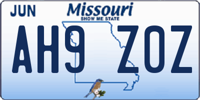 MO license plate AH9Z0Z