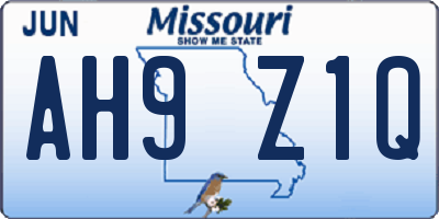 MO license plate AH9Z1Q