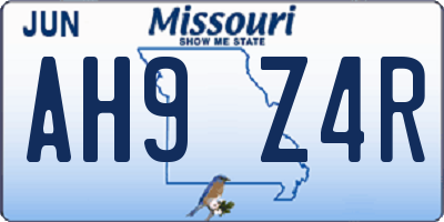 MO license plate AH9Z4R
