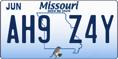 MO license plate AH9Z4Y